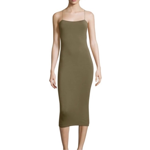 ALEXANDER WANG•T Modal Spandex Strappy Cami Tank Dress in Military (Olive) XS - Picture 2 of 10